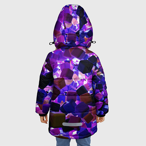 Зимняя куртка для девочки Разноцветные воздушные кубики / 3D-Черный – фото 4