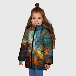 Куртка зимняя для девочки Яркий флюид арт, цвет: 3D-черный — фото 2