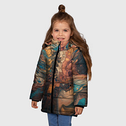 Куртка зимняя для девочки Иллюстрация нейросети в стиле флюид арта, цвет: 3D-черный — фото 2