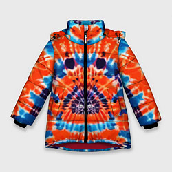 Куртка зимняя для девочки Яркий стиль тай дай, цвет: 3D-красный