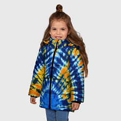 Куртка зимняя для девочки Tie dye стиль хиппи, цвет: 3D-светло-серый — фото 2