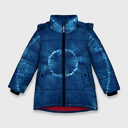 Куртка зимняя для девочки Синий круг тай-дай, цвет: 3D-красный