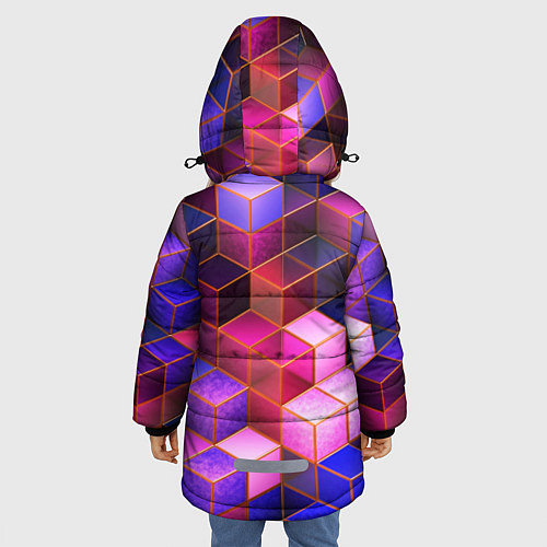 Зимняя куртка для девочки Цветные кубики / 3D-Красный – фото 4