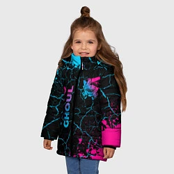 Куртка зимняя для девочки Tokyo Ghoul - neon gradient: надпись, символ, цвет: 3D-черный — фото 2