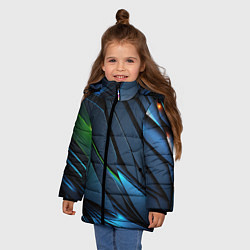 Куртка зимняя для девочки Разломленные плиты со светом, цвет: 3D-светло-серый — фото 2