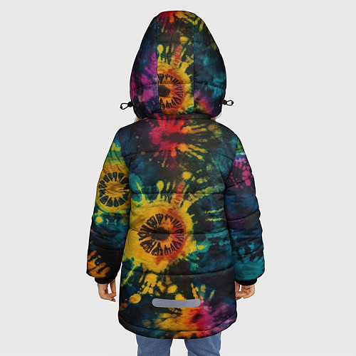 Зимняя куртка для девочки Тай дай на темном фоне: арт нейросети / 3D-Черный – фото 4