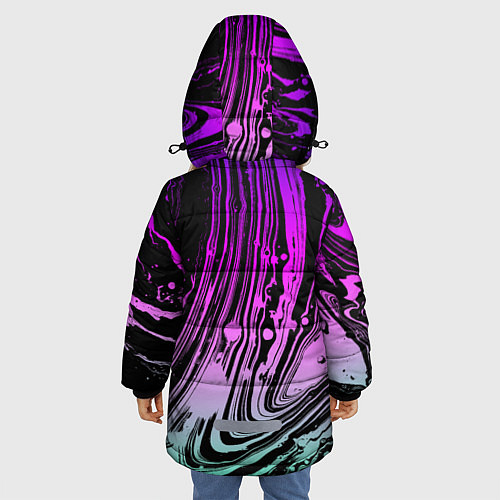 Зимняя куртка для девочки Неоновые цвета брызги краски гранжевая текстура / 3D-Черный – фото 4