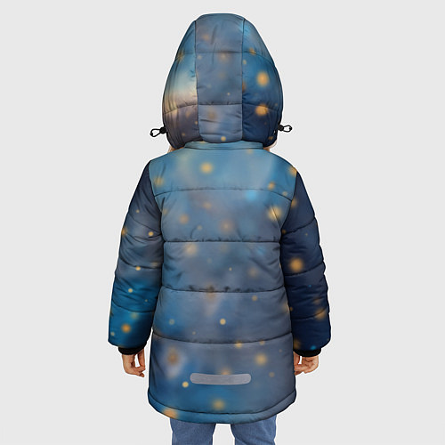 Зимняя куртка для девочки Волк на синем фоне / 3D-Черный – фото 4