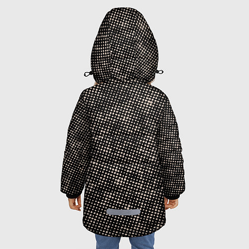 Зимняя куртка для девочки Россия на фоне узора медного цвета / 3D-Черный – фото 4