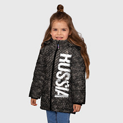 Куртка зимняя для девочки Россия на фоне узора медного цвета, цвет: 3D-черный — фото 2
