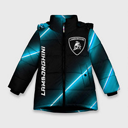 Куртка зимняя для девочки Lamborghini неоновые лампы, цвет: 3D-черный