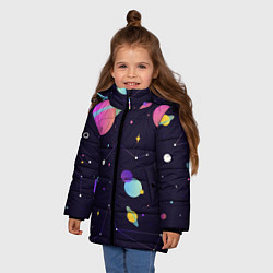 Куртка зимняя для девочки Разнообразие галактики, цвет: 3D-красный — фото 2