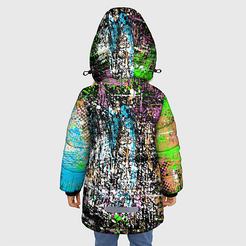 Зимняя куртка для девочки Красочный фон в стиле гранж / 3D-Черный – фото 4