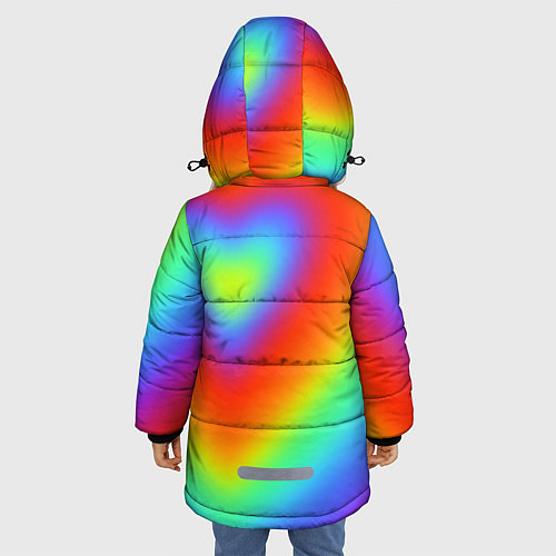 Зимняя куртка для девочки Сердце - радужный градиент / 3D-Черный – фото 4