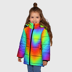 Куртка зимняя для девочки Сердце - радужный градиент, цвет: 3D-светло-серый — фото 2