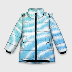 Куртка зимняя для девочки Тай-дай голубой с зеленым, цвет: 3D-черный