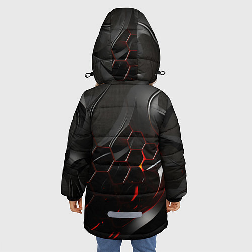 Зимняя куртка для девочки Черно-красные плиты / 3D-Черный – фото 4