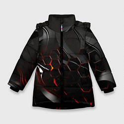 Куртка зимняя для девочки Черно-красные плиты, цвет: 3D-черный