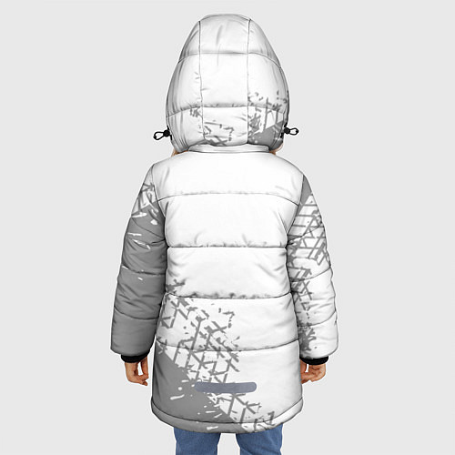 Зимняя куртка для девочки Lexus speed на светлом фоне со следами шин: надпис / 3D-Черный – фото 4