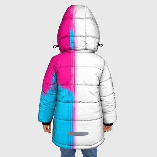 Зимняя куртка для девочки Counter Strike 2 neon gradient style: по-вертикали / 3D-Черный – фото 4