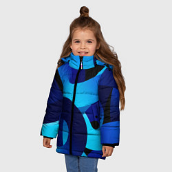 Куртка зимняя для девочки Синие линии в виде узоров, цвет: 3D-черный — фото 2