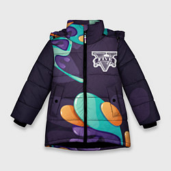 Куртка зимняя для девочки GTA graffity splash, цвет: 3D-черный
