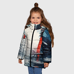 Куртка зимняя для девочки Наш город - коллекция Бело-сине-красный - Хуф и Ся, цвет: 3D-красный — фото 2