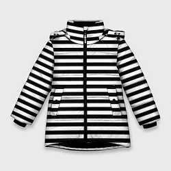 Куртка зимняя для девочки Тельняшка черная Подводного флота ВМФ, цвет: 3D-черный