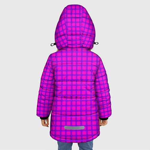 Зимняя куртка для девочки Малиновый неоновый клетчатый узор / 3D-Черный – фото 4