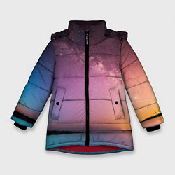 Куртка зимняя для девочки Магический космос, цвет: 3D-красный