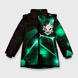 Куртка зимняя для девочки Cyberpunk 2077 разлом плит, цвет: 3D-черный