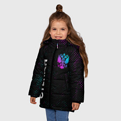 Куртка зимняя для девочки Степан и неоновый герб России: надпись, символ, цвет: 3D-черный — фото 2