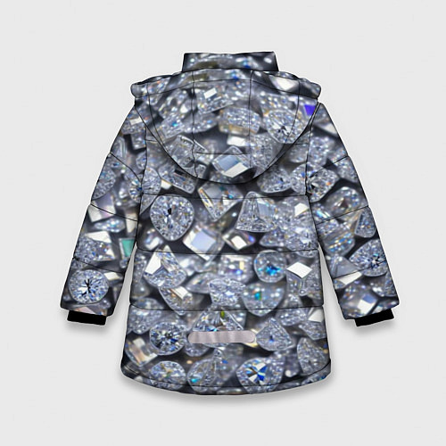 Зимняя куртка для девочки Россыпь бриллиантов / 3D-Светло-серый – фото 2