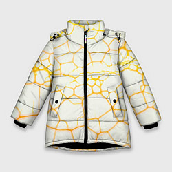 Куртка зимняя для девочки Жёлтые разломы, цвет: 3D-черный