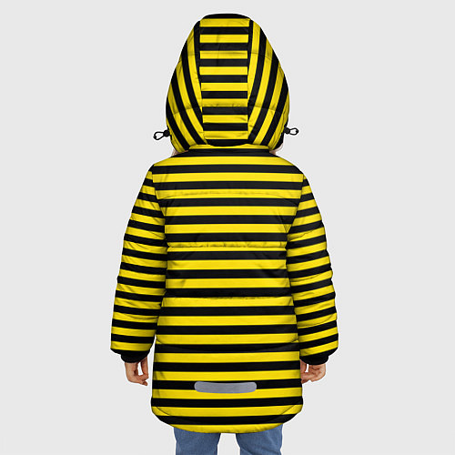 Зимняя куртка для девочки Черно-желтые осиные полосы / 3D-Светло-серый – фото 4