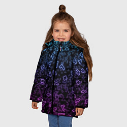 Куртка зимняя для девочки Неоновый узор тетрис, цвет: 3D-черный — фото 2
