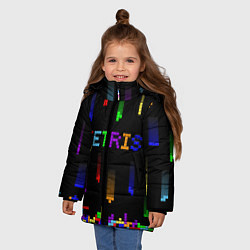 Куртка зимняя для девочки Falling blocks tetris, цвет: 3D-черный — фото 2