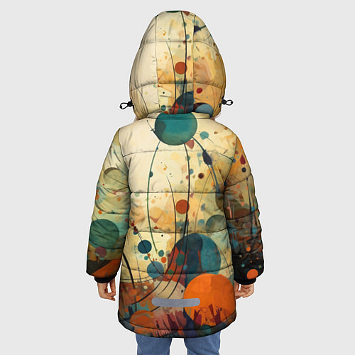Зимняя куртка для девочки Абстрактная гранжевая композиция с пятнами: арт не / 3D-Черный – фото 4