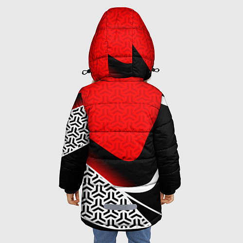 Зимняя куртка для девочки Геометрическая униформа - красная / 3D-Светло-серый – фото 4