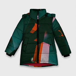 Куртка зимняя для девочки Сюрреалистичные геометрические фигуры, цвет: 3D-красный