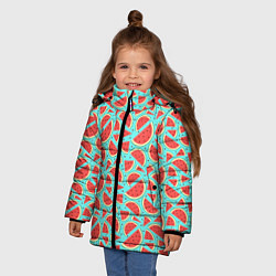 Куртка зимняя для девочки Летний паттерн с арбузами, цвет: 3D-красный — фото 2