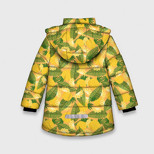 Зимняя куртка для девочки Летний паттерн с ананасами / 3D-Светло-серый – фото 2