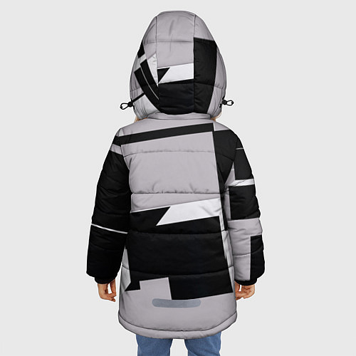 Зимняя куртка для девочки Белые и чёрные кубы в геометрии / 3D-Черный – фото 4
