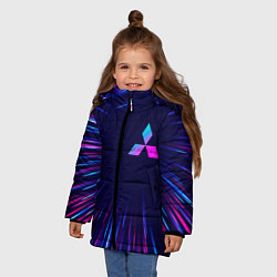 Куртка зимняя для девочки Mitsubishi neon speed lines, цвет: 3D-черный — фото 2