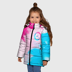 Куртка зимняя для девочки Mercedes neon gradient style: надпись, символ, цвет: 3D-черный — фото 2