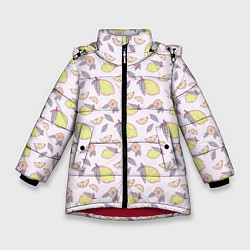 Куртка зимняя для девочки Лимоны паттерн, цвет: 3D-красный