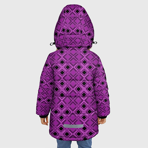 Зимняя куртка для девочки Геометрический узор в пурпурных и лиловых тонах / 3D-Красный – фото 4
