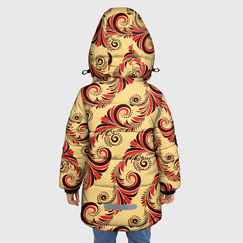 Зимняя куртка для девочки Винтажный растительный орнамент / 3D-Черный – фото 4