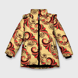 Зимняя куртка для девочки Винтажный растительный орнамент