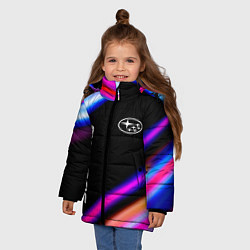 Куртка зимняя для девочки Subaru speed lights, цвет: 3D-черный — фото 2